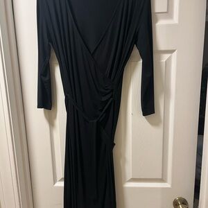 Talbots Black Long Sleeve Wrap Dress GUC